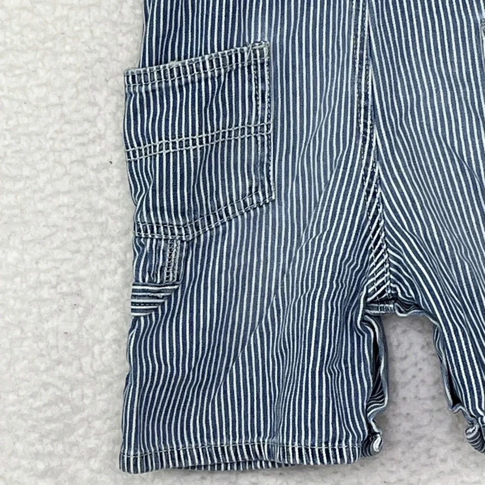OshKosh Bgosh Kids Hickory Stripe Denim Overalls Blue White Shortalls Bibs